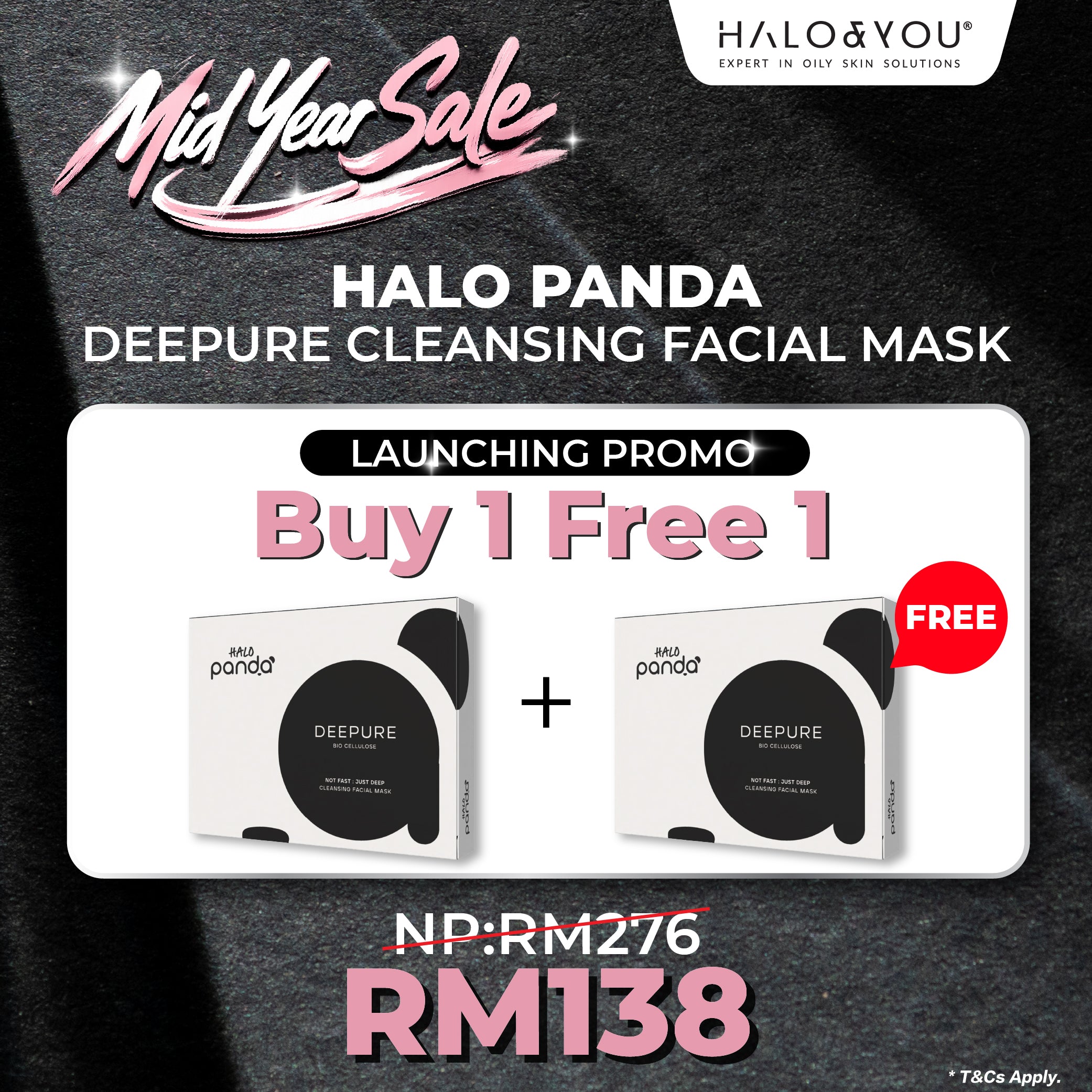 <tc>买一送一 (1 PCS) HALO PANDA DEEPURE CLEANSING FACIAL MASK</tc>