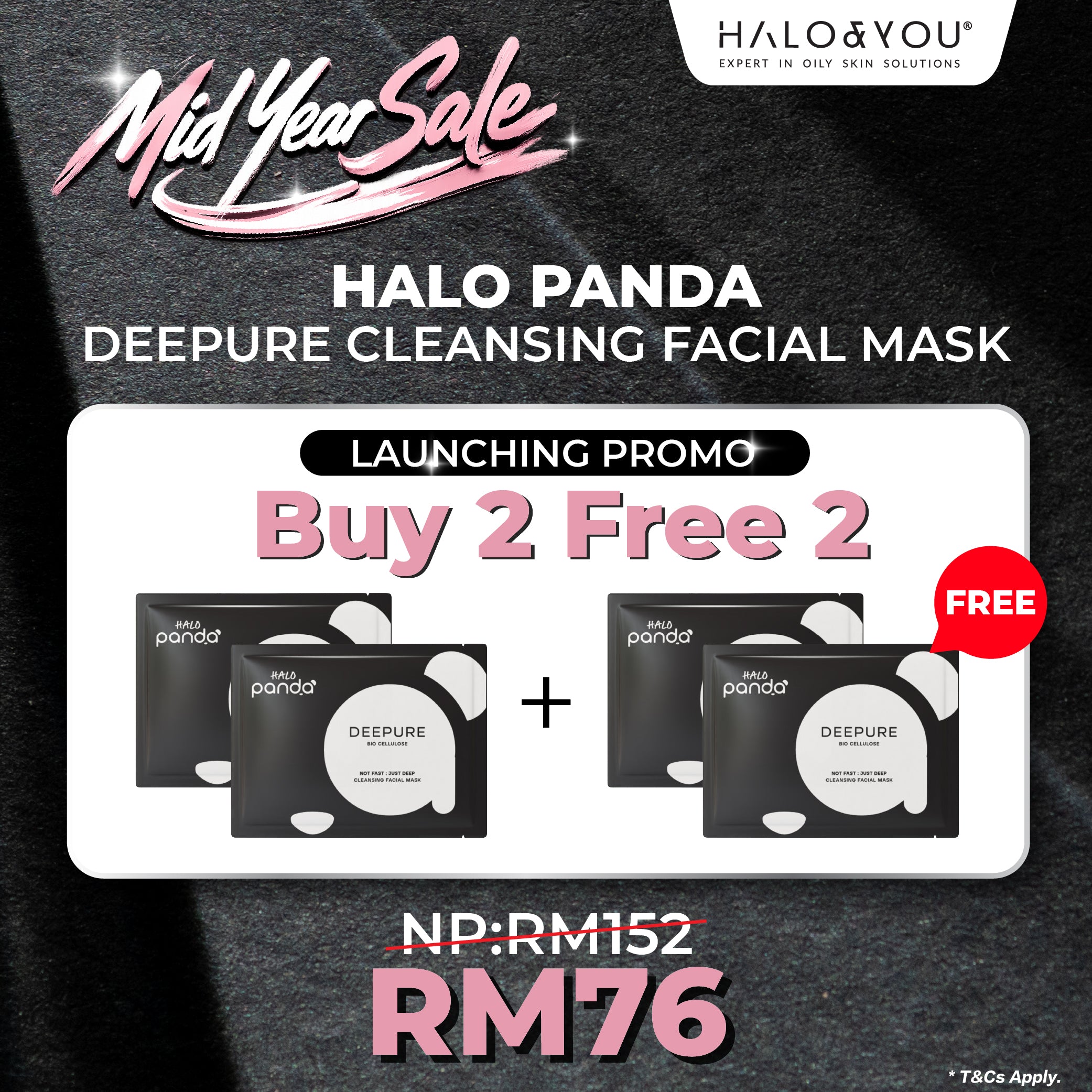 <tc>买一送一 (1 PCS) HALO PANDA DEEPURE CLEANSING FACIAL MASK</tc>