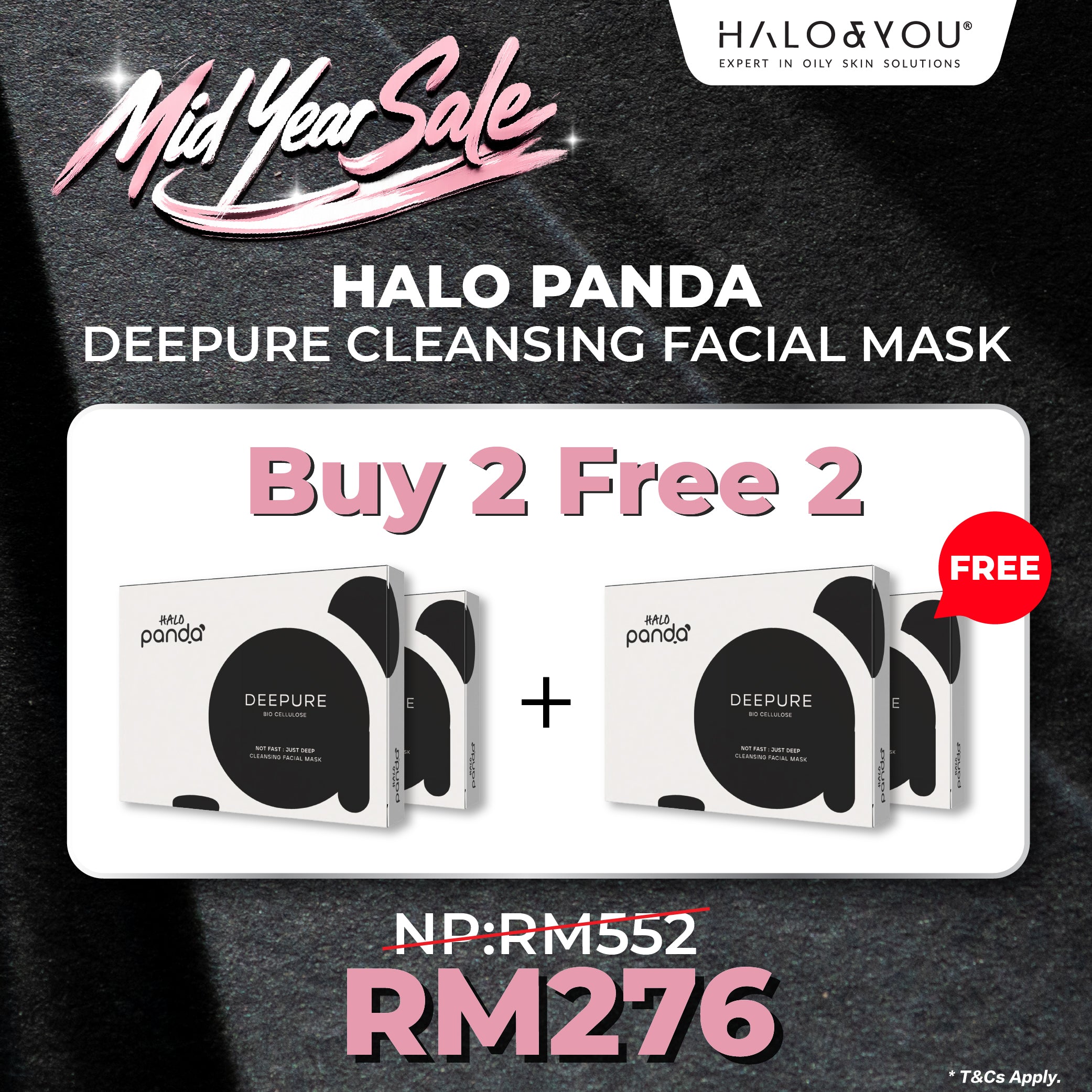 [BUY 1 FREE 1] HALO PANDA DEEPURE CLEANSING FACIAL MASK