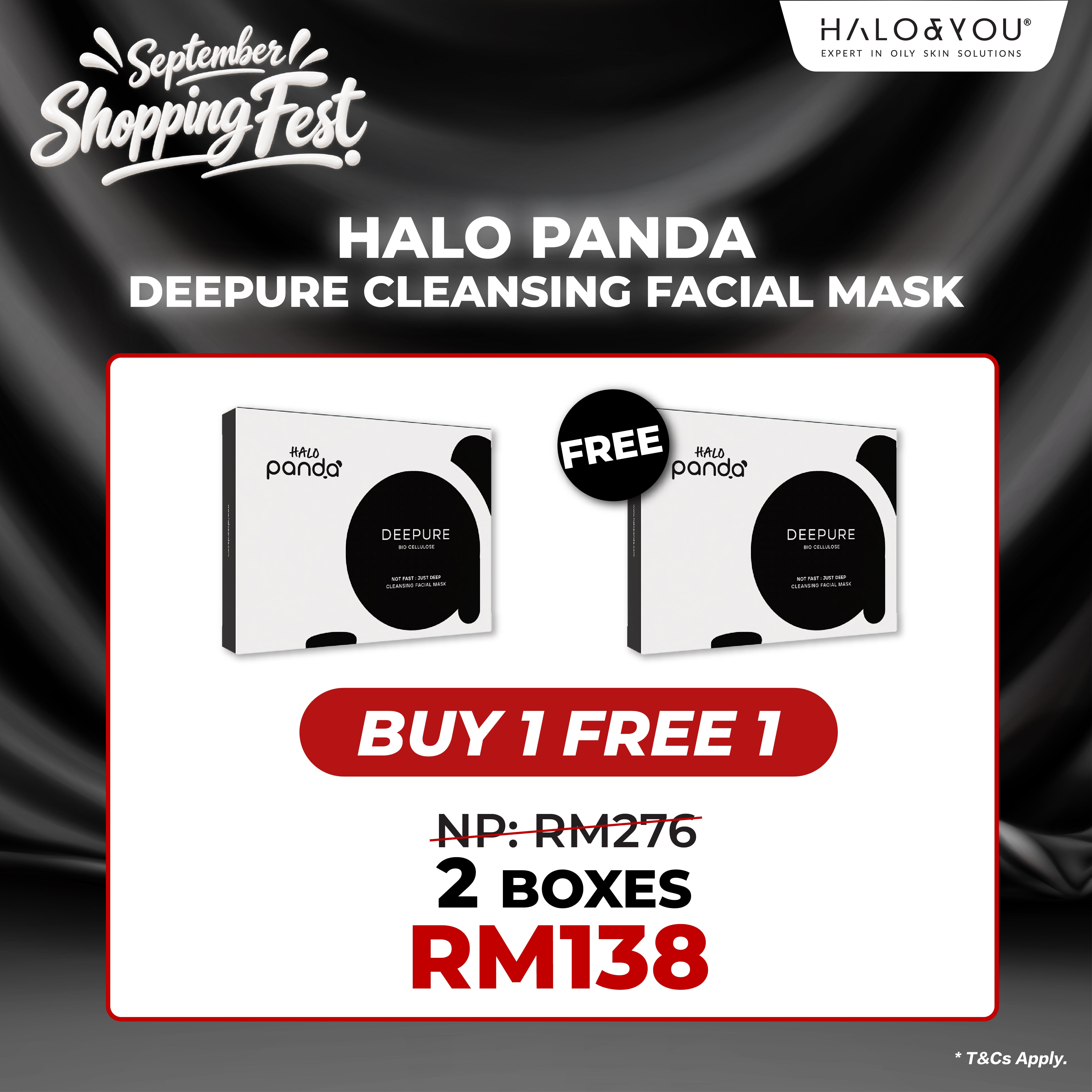 [Buy 1 Free 1] Halo Panda Deepure Cleansing Facial Mask